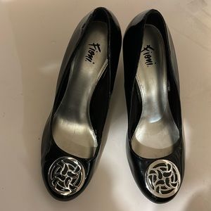 Fioni black wedge heels size 9W